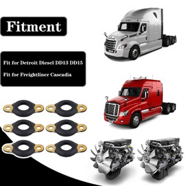 Set of 6 Fuel Injector Line Seals Fit for Detroit Diesel DD13 DD15 Engines, Replace A4720780480 A4720780180