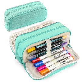 Large Capacity Pencil Case Pencil Pouch Pen Bag with 3 Compartment Stationery Organizer with Zipper, School Supplies Organizer for Teen Adults (green)