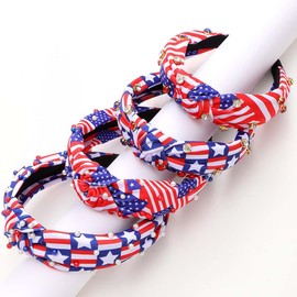 Firuilo USA Flag Headbands Knot Star Headbands American Patriotic Independence Day Headbands 4th of July Hair Accessories for Women