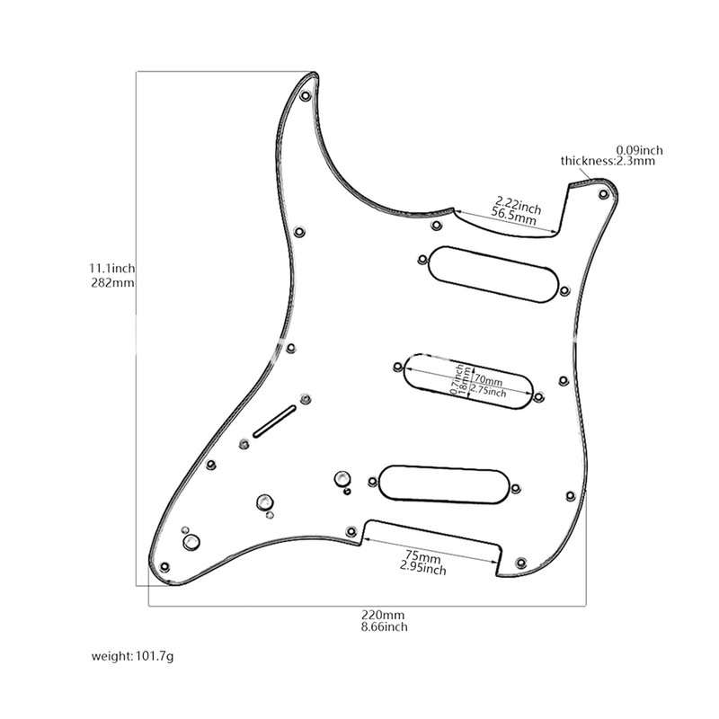 Guitar Pickguard Scratch Plate 11 Holes Left Handed Electric Guitar
