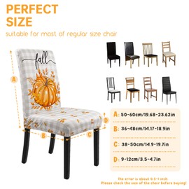 Zifmrtrwn Fall Chair Covers Set of 6 Pumpkin Buffalo Plaid Dining Room Slipcovers Stretch Parsons Chair Seat Protectors Autumn Thanksgiving Decor-6PCS