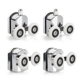Zinc Alloy Shower Door Twin Rollers Runners - Set of 4 - Top & Bottom Zinc Alloy - Chrome (12mm)
