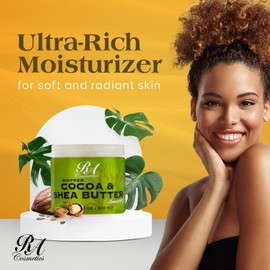RA COSMETICS Whipped Cocoa & Shea Butter, Lemongrass - 12oz | 100% Pure & Natural Skin Moisturizer with Coconut Oil | Vitamin-Rich Body Butter for Soft, Supple, and Radiant Skin & Healthy Hairs