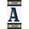 Spanish Floral Letter Ceramic Tiles with Frame - Letter A