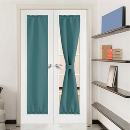 NICETOWN Thermal Door Curtain Panel for Living Room Front Door Side Light Block Privacy Protect Decoration for Front/Back Entry Way Adjustable Size Dual Rod Pocket Top, 12 W x 72 L, Sea Teal, 1 PC