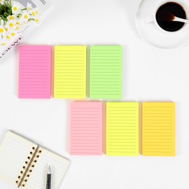 Evergreen Goods 6 Pack Neon Lined Sticky Notes Removable 100 Sheets per Pad (76 x 127mm) Perfect for Study, Office and Organized Notes with Extra Writing Space