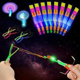 Capaneus 30pcs LED Light Toy Party Items, Helicopter Fly Toy, Light Slingshot, Flylights Slingshot, Light Toy Children's Party, Flying Party Toy, Luminous Toy