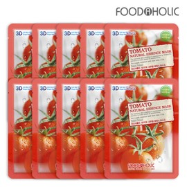 Foodaholic 3D Tomato Natural Essence Mask Pack (10 sheets) / 푸드어홀릭3D 토마토 내추럴에센스 마스크팩(10매)