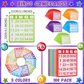 Crtiin 148 Pack Bingo Game Cards and Dot Daubers Set Includes 100 Bingo Cards and 48 Dot Markers Supplies Calling Card Set for Large Groups, Parties, Family Gathering Activity, Game Night