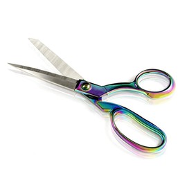 The Quilted Bear Rainbow Dressmaking Set - Rainbow Premium 25.5cm Dressmaking Shears/Heavy Duty Scissors, 11.5cm Nail Scissors/Embroidery Scissors, Sewing Thimble & Dressmaking Pins Sewing Set