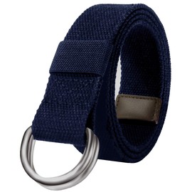 JINIU - Cinturones de tela de lona para hombre, estilo casual, totalmente ajustable, color sólido, 1.5 pulgadas de ancho, marino, 55"