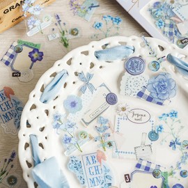 MAFELOE 30 Pieces Scrapbook Stickers Journaling Supplies, PET Aesthetic Stickers for Junk Bullet Journaling Bottles Decor- Floral Seal Series-BWLS