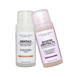 Nuestra Tierra Cosmética Kit Despigmentante para Zonas Íntimas, Crema Genitals y Booster Arbutina 7%, 100ml cada uno