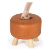Homebeez Round Ottoman Stool Faux Leather Foot Foot Foot Sto