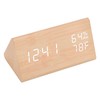 Triangular Digital Wooden Clock Time Date Temperature Humidity Display Alarm