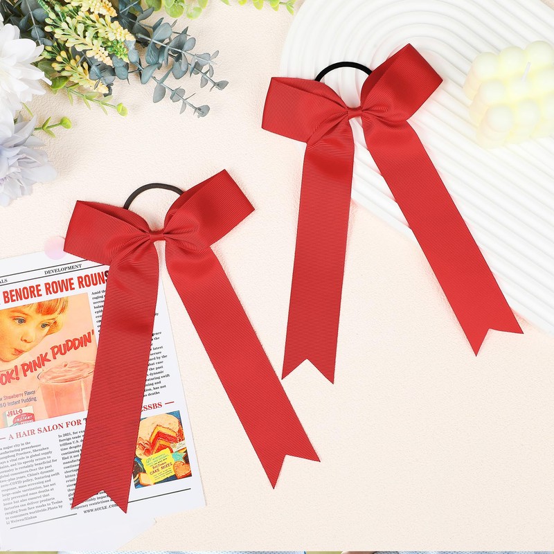 DEEKA 16 PCS Collegiate Style Long Tail Skinny Ponytail Holders