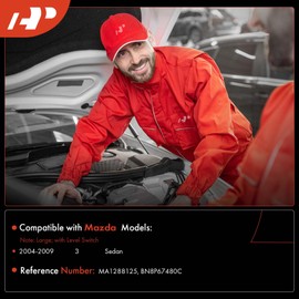 A-Premium Windshield Washer Fluid Reservoir Tank Assembly Compatible with Mazda 3 2004-2009 - with Pump & Fluid Level Sensor & Cap (Sedan Only)