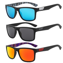 YONEEKSS 3PCS Mens Sunglasses, Polarised With UV400 Protection Sun Glasses for Outdoor Sports Golf Driving Fishing Running