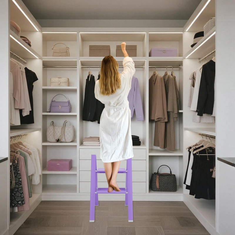 2 Step Lightweight Folding Ladder for Home, 330lbs Aluminum Step