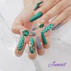 G Satin Green Handmade Nail Tips ✨ - Short Straight