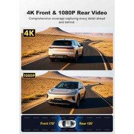 JOMISE Dash Cam Front and Rear, 4k FHD Dual Car Camera, 3" IPS Dash Camera for Cars with 64GB Card Included, Built-in 5G Wi-Fi GPS, Night Vision, WDR, 24H Parking Mode with Loop Recording& G-Sensor