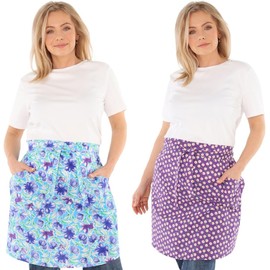Apron Cotton Colourful Floral Apron Half Apron Cooking Apron, Twin Pack 6