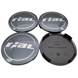 4 x Rial Hub Caps 64 mm Graphite (N32) Logo Silver (RII) – Original Wheel Centre Cap/Hub Cap