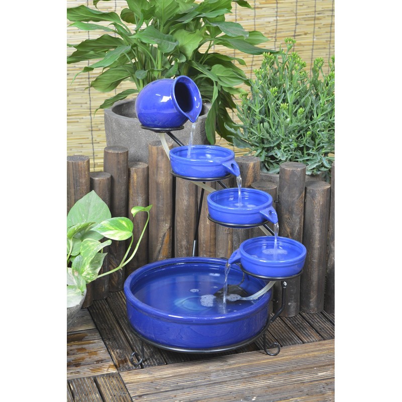 ASC Cascade Ceramic Solar Water Fountain Bowls 5 Tierd with