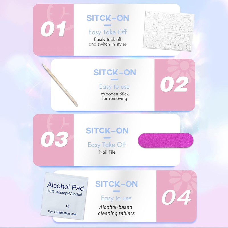 TELAIN 24 pcs. Extra Short Press-on Nails, Square, Nude Ombre