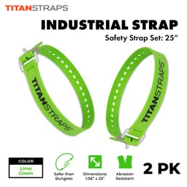 Titan Industrial Straps – Strong & Simple Tie-Downs for Construction (Welders, DIY Home) & 1st Responders – 3 Year Warranty, Batch Tested – 70 lb. Working Load, Lime Green, 2-Pack