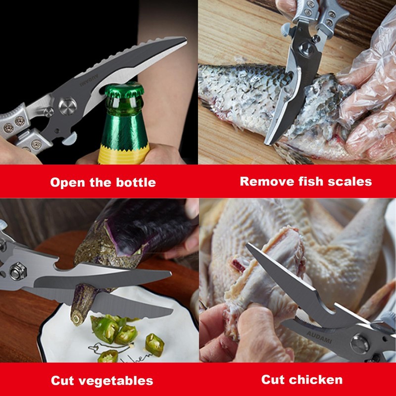 AUDAMI 2 Pack Kitchen Shears,Heavy Duty Stainless Steel All-Purpose Poultry