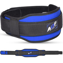 AQF Weight Lifting Belt Back Support Contoured 5.5 Inch Neoprene Back & Core Lumbar Support for Bodybuilding, Powerlifting, Squats, Deadlifts, Strength Training & Exercise (Blue, S)