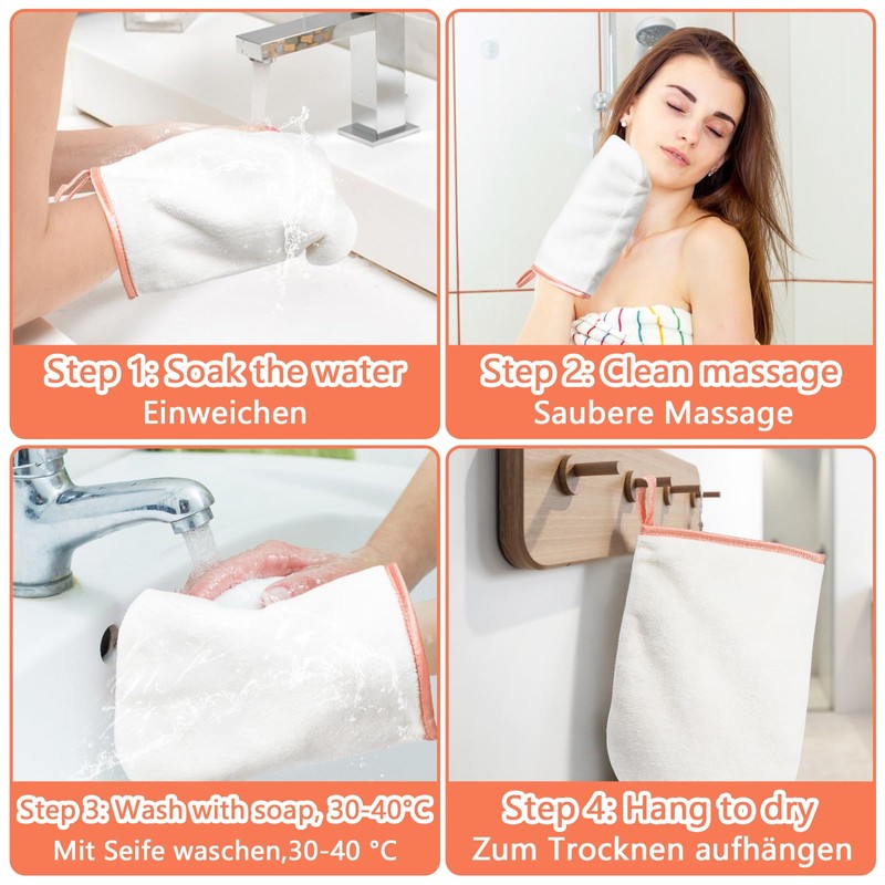 PHOGARY Wash Cloths 8 Pack, Microfiber Coral Fleece Facial Cloths,