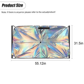 ZIMISI Car Windshield Sun Shade Umbrella, 55" x 31.5" Foldable Car UV Block Coating Shield Cover with 360° Rotation Handle, Front Window Heat Insulation Protection Accessory for Truck, SUV (L Size)