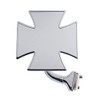 United Pacific-M1006 Chrome Iron Maltese Cross Style Mirror w/Curved Mounting