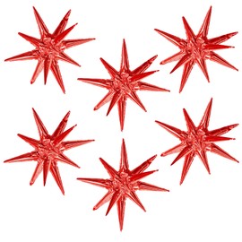 6pcs Star Balloons, Metallic Balloons, 22" Huge Red Star Explosion Balloons, Birthday Balloons, Party Decorations, Red Balloons for Birthday, Wedding, Costume, Disco Party, Bachelorette Party