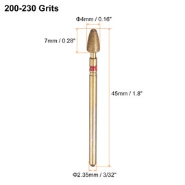 sourcing map 20pcs 200-230 Grits Diamond Grinding Bit 4mm Bullet-Head 2.35mm Shank 7mm Length Titanium Plated Stone Sanding Drill Bits Rotary Tool for Nails Grinding Polishing