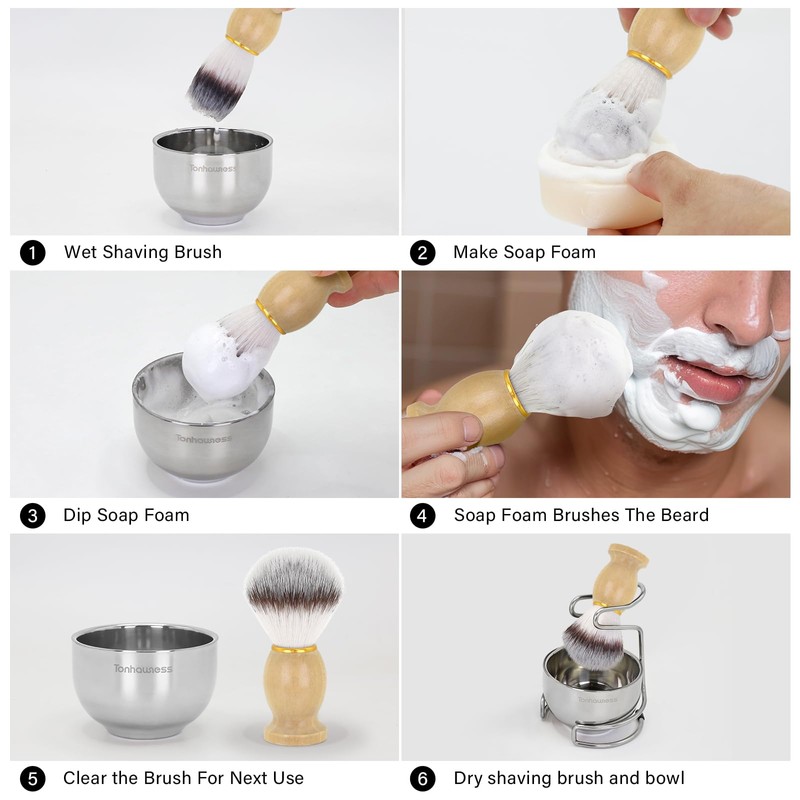 Shaving Brush Set for Men, 3 in1 Shaving Kit Includes