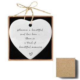 Condolence Ceramic Keepsake, Loving Sympathy Gift Heart Hanging Remembrance Gifts Condolence Bereavement Keepsake to Honor and Remember Loved Ones (B)