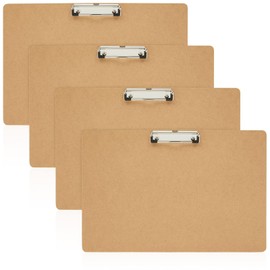 Juvale Clipboard - 11.5 x 17.4 in, Brown MDF, 4-Pack - Wood Clipboard Set with Low-Profile Metal Clip & Retractable Hook - Oversized & Portable for Drafting Board & Sketch Board Use