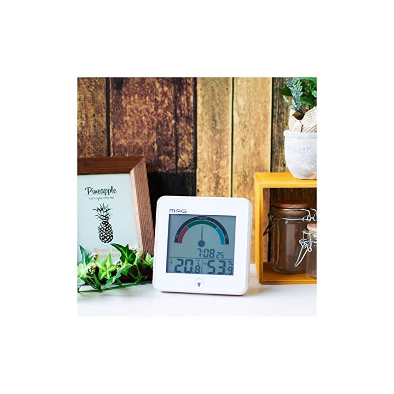 MAG TH-104WH Thermometer/Hygrometer, Digital Index, Clock Environment Estimated Display, Backlight,
