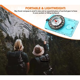 Camping Compass Camping Survival Hiking Backpacking Advanced Scout Navigation Compass Best Survival Gifts for Kids Professional Field Compass for Map Reading Hiking Camping Outdoor Blue