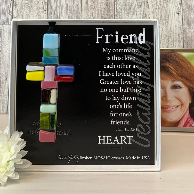 The Grandparent Gift Co. Friend, John 15:12 Beautifully Broken Mosaic