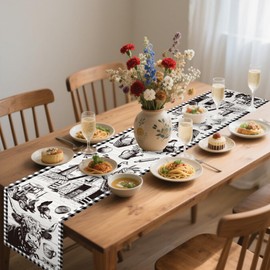 ANATTASOUL Polyester Faux Linen Table Runner Farm Cow and Tractor 13"x72" Table Decorations, Durable Summer Dining Decor for Home Kitchen Party Room