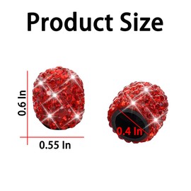 XINLIYA Bling Car Tire Valve Stem Caps, 4PCS Crystal Rhinestone Auto Tire Valves Protective Cover, Dustproof Vehicle Wheel Air Caps, Bling Car Accessories for SUV Truck Motorcycle Bike（Red）