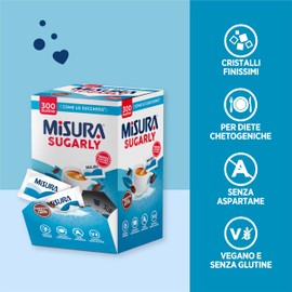 Misura Sugarly 300 Bustine, Dolcificante Senza Retrogusto, Zero Calorie, Cristalli Finissimi come lo Zucchero, Senza Aspartame, Senza Glutine, Vegano, Sostitutivo dello Zucchero
