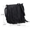 kukubird Crossbody Bags Tassel Fringe Zipper Closure Faux Leather Medium