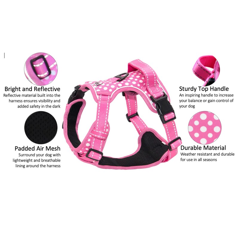 Cutesy Pet Adjustable Dog Harness | Pink Polka Dots (Medium)