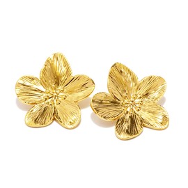 1 Pair 18K Flower Earrings Large Flower Drop Earrings Boho Statement Flower Earrings Hypoallergenic Fashion Jewellery for Women Boho Statement Flower Earrings, L, Plastic, Cinnabar