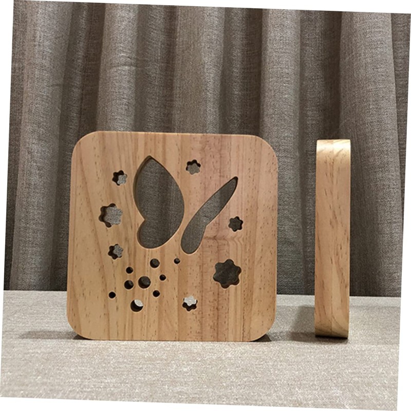 Operitacx 1Pc Hollowed Wooden Night Light Powered Pine Lamp Unique